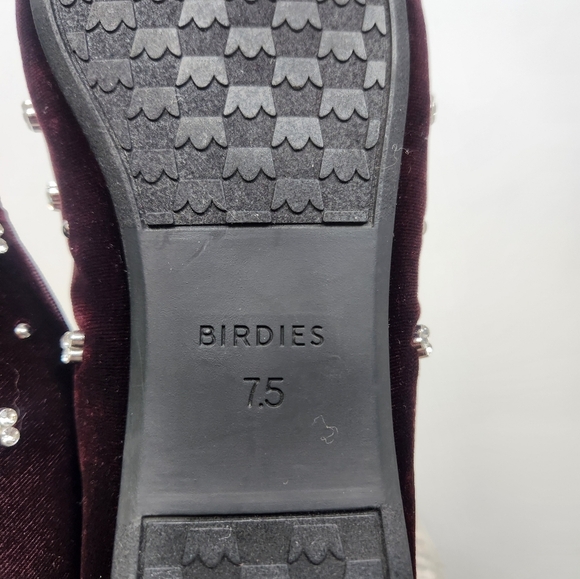Birdies The Starling Maroon Velvet Crystal Loafer Flats Womens Size 7.5 - Picture 8 of 8